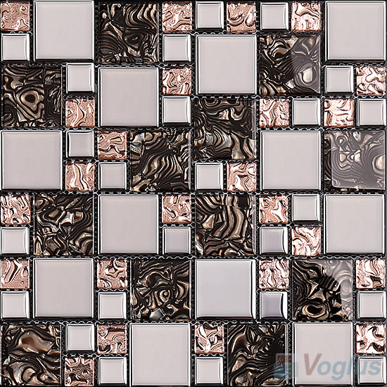 Magic Cube Glass Metal Mosaic Tiles VB-GMMD98