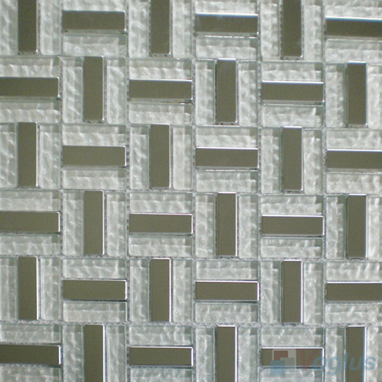 Silver Trio Glass Metal Mosaic Tile VB-GMC82
