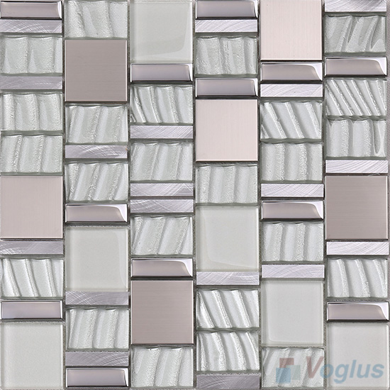Streamer Glass Mix Aluminum Mosaic Tiles VB-GMME95