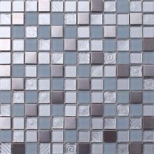 Blue-gray 1x1 Glass Metal Mosaic Tiles VB-GMB78