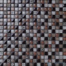 Brown Ease 15x15mm Glass Mix Resin Mosaic Tiles VB-GRA97