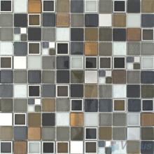 Charcoal 1x1 Glass Mix Metal Mosaic Tiles VB-GMB89