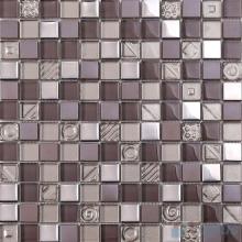 Chocolate 1x1 Glass Mix Metal Mosaic Tiles VB-GMB92