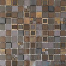 Copper 1x1 Glass Metal Mosaic Tiles VB-GMB87