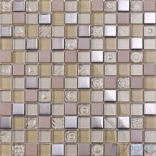 Eggshell 1x1 Glass Mix Metal Mosaic Tiles VB-GMB93
