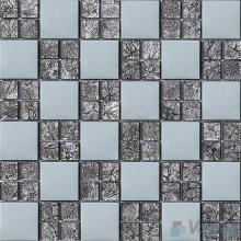 Gray Magic Cube Glass Mix Metal Mosaic Tile VB-GMMA99