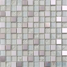 Light Honeydew 1x1 Glass Mix Metal Mosaic Tiles VB-GMB91