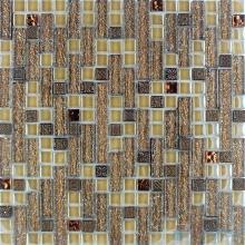 Sepia Linear Glass Resin Mosaic Tiles VB-GRL98