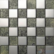 Silver 48x48mm Classic Glass Mosaic Mixed Metal VB-GME98