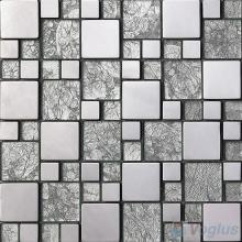 Silver Magic Cube Glass Mix Metal Mosaic Tile VB-GMMA95
