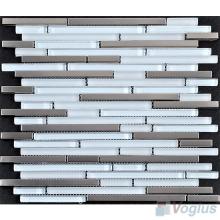 Snow Bullet Linear Glass Metal Mosaic Tiles VB-GML85