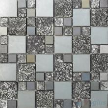 Taupe Gray Magic Cube Glass Mix Metal Mosaic Tile VB-GMMA96
