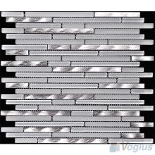 White Smoke Bullet Linear Glass Metal Mosaic Tiles VB-GML87