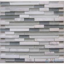 Anti-flash Linear Glass Stone Mosaic Tiles VB-GSL89