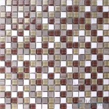 Brown-White 15x15mm Glass Mix Stone Mosaic VB-GSA95