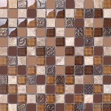 Coffee 1x1 Glass and Stone Mosaic Tiles VB-GSB88