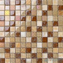 Tan 1x1 Glass and Stone Mosaic Tiles VB-GSB89