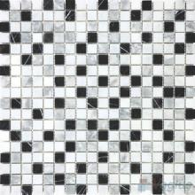 Black White Polished 15x15mm Painbox Stone Mosaic VS-SAB95