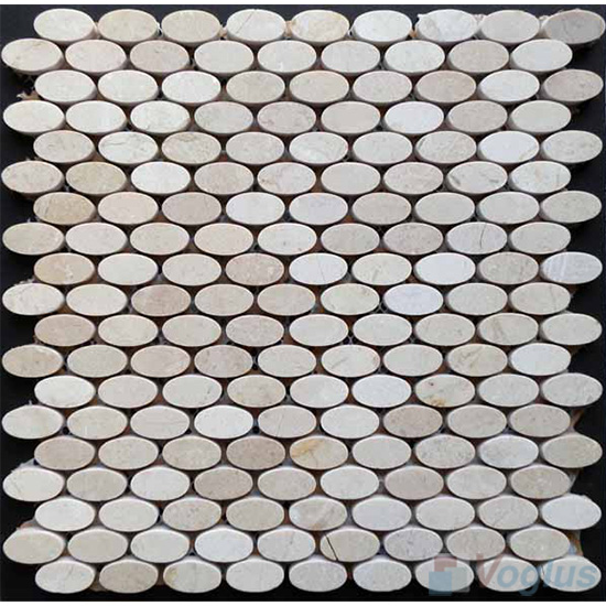 Crema Marfil Polished Oval Shape Marble Mosaic VS-PVL97