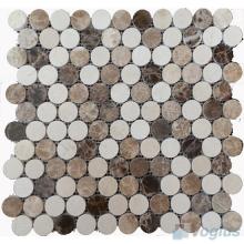 Emperador Cream Polished Round Circle Marble Stone Mosaic VS-PRD98