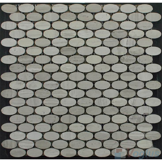 Wooden White Polished Oval Shape Marble Mosaic VS-PVL99