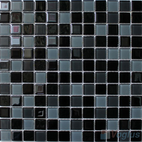 Black Grey 1x1 Crystal Glass Tiles VG-CYB88