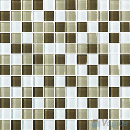 Olive Green 1x1 Blend Crystal Glass Mosaic Tiles VG-CYR76