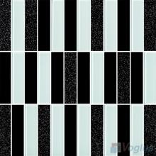 Black White 1x4 Stream Linear Crystal Glass Mosaic VG-CYY95
