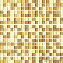 Yellow Row 15x15mm Gold Leaf Glass Mosaic VG-GFA93