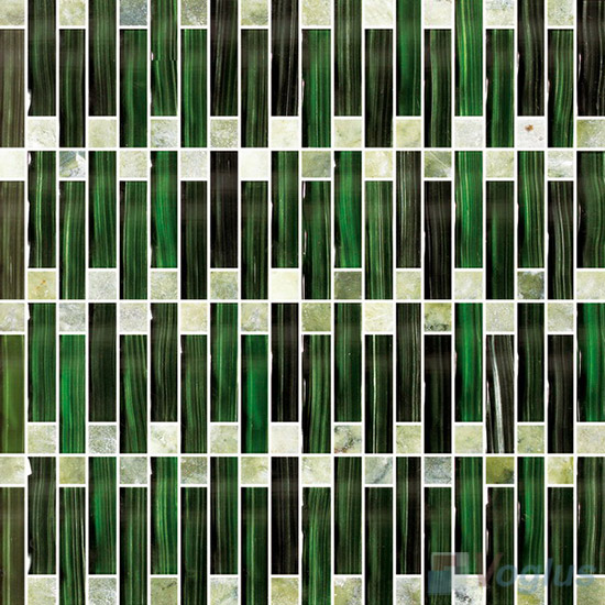 Dark Green Arch Wavy Tile Crystal Glass Mosaic VG-UWP83