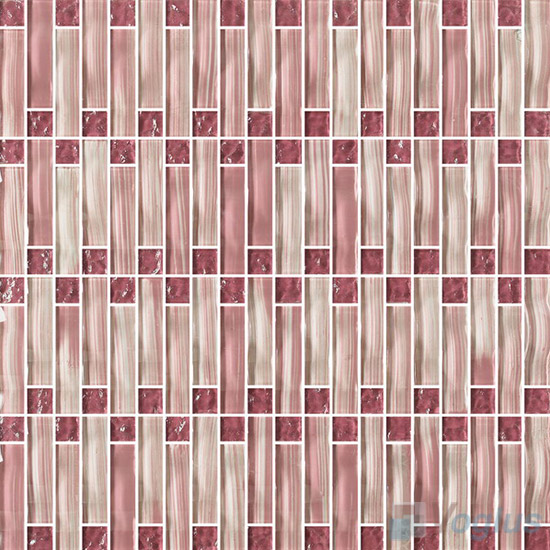Light Pink Arch Wavy Tile Crystal Glass Mosaic VG-UWP82