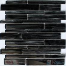 Dark Gray Linear Hand Painted Glass Mosaic Tiles VG-HPL94