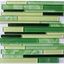 Green Melo Waterfall Hand Painted Glass Tiles Mosaic VG-HPL82