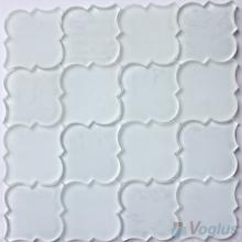 Pure White Lantern Shape Water Jet Glass Tile Mosaic VG-UWJ96