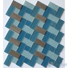 Blue Navy Pinwheel Glass Tile Mix Stone Mosaic VB-GSW99