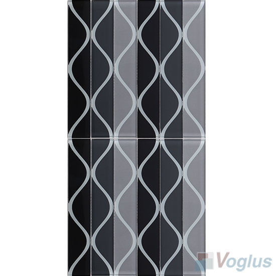 Liner Gray Back-printed Crystal Glass Tile VG-CYH84