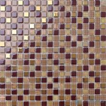 Copper 15x15mm Crystal Mixed Gold Line Glass Mosaic VG-CYP91