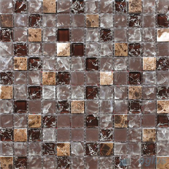 Dark Brown 1x1 Ice Crackle Mosaic Tiles VG-CKB91