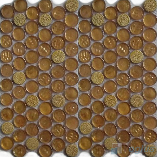 Gold Round Circle Glass Mosaic Tile VG-URD93