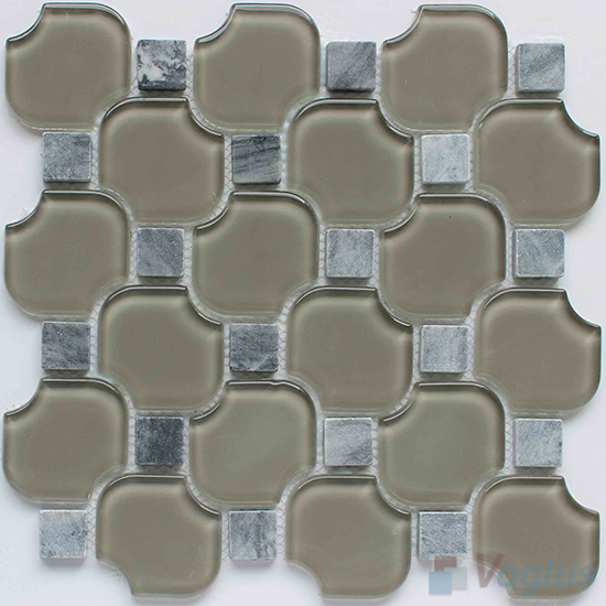Light Brown Unique Water Jet Glass Tile VG-UWJ90