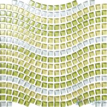 Apple Green Wavy Waist Line Glass Mosaic Tile VG-UWL91