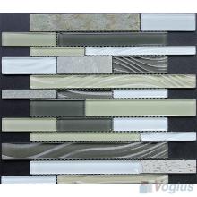 Asparagus Linear Glass Stone Mixed Glass Tile VB-GSL75