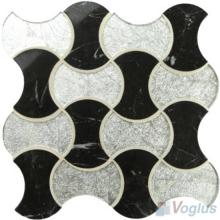 Black Silver Bone Shape Glass Mix Stone Mosaic VG-UBN94