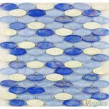 Blue Blend Oval Shape Glass Mosaic Tile VG-UVL99