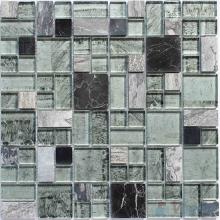 Blue-gray Magic Cube Glass Stone Mosaic Tiles VB-GSM84