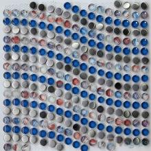 Blue Penny Wavy Waist Line Glass Mosaic Tile VG-UWL99