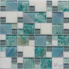Blue White Magic Cube Glass Stone Mosaic Tiles VB-GSM78