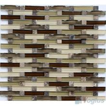 Brown Mixed Arch Wavy Glass Mosaic Tiles VG-UWY80