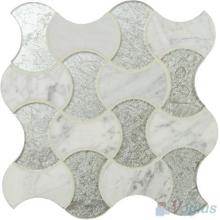 Carrara White Bone Shape Glass Mix Stone Mosaic VG-UBN95