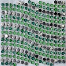 Green Penny Wavy Waist Line Glass Mosaic Tile VG-UWL98